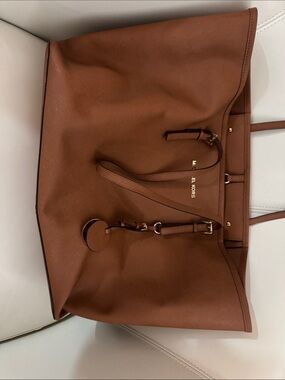Michael Kors Collection Brown Leather Tote with Gold Accents